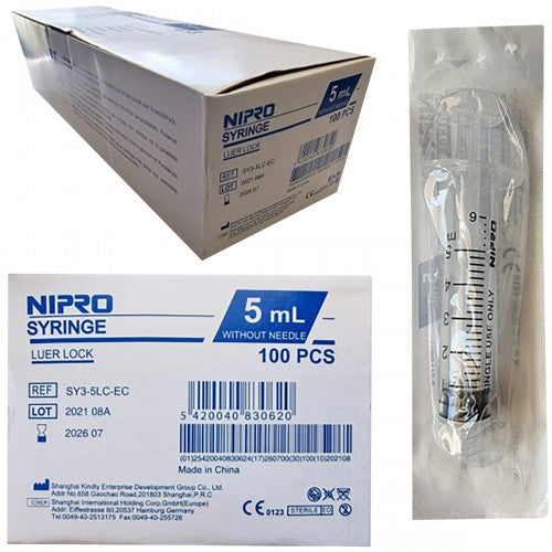 SYRI 3 PART- 5ML LUER LOCK NIPRO 100