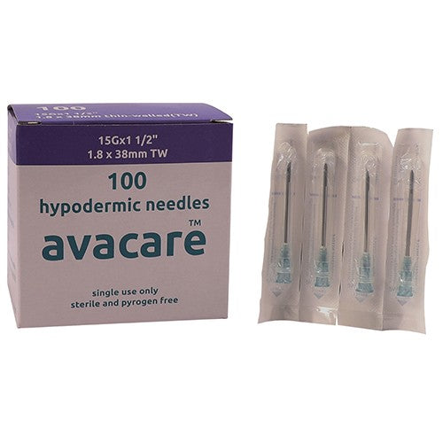 NEEDLE 15GX38MM AVACARE BLUE-GREY 100