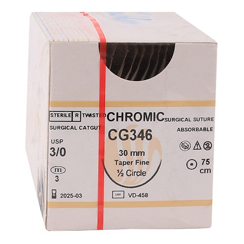 SUT CHROMIC 3/0 30MM TAPER 75CM CG346 12