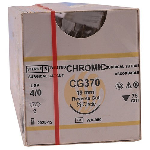 SUT CHROMIC 4/0 19MM RC 75CM CG370 12