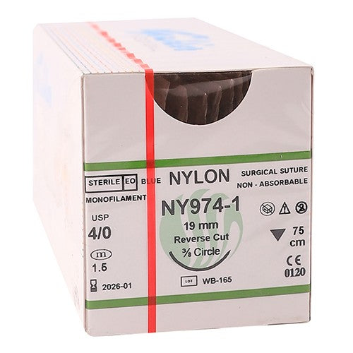 SUT NYLON 4/0 19MM RC 75CM NY974-1 12