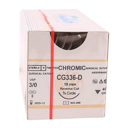 SUT CHROMIC 3/0 19MM RC 45CM CG336 12~