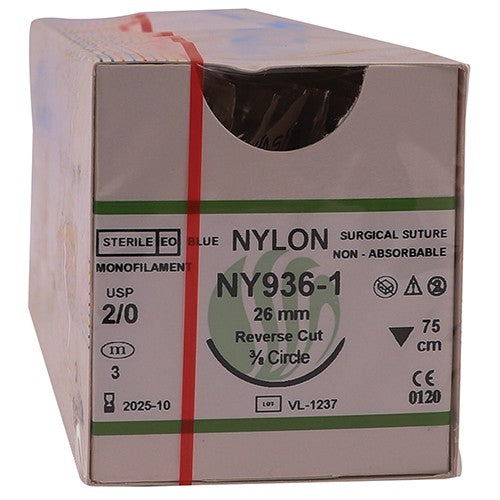 SUT NYLON 2/0 26MM RC 75CM NY936-1 12~