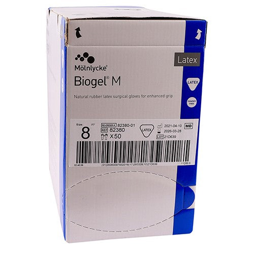 GLOVES BIOGEL M LATEX PF 8.0 50