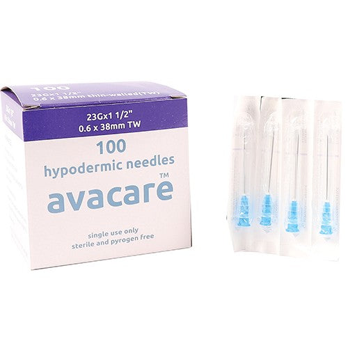 NEEDLE 23GX38MM SYR-CARE 100 BLUE