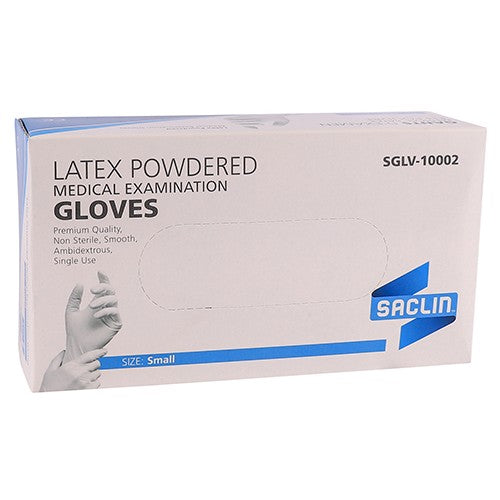 GLOVE EXAM LATEX PWD SACLIN SMALL 100