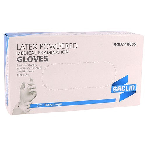 GLOVE EXAM LATEX PWD SACLIN X-LARGE 100