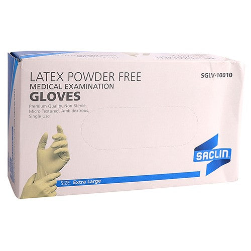 GLOVES EXAM LATEX P/F SACLIN X-LARGE 100