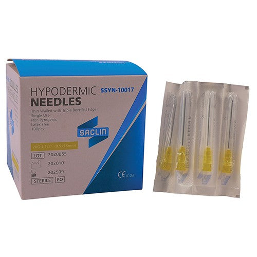 NEEDLE 20GX38MM SACLIN YELLOW 100