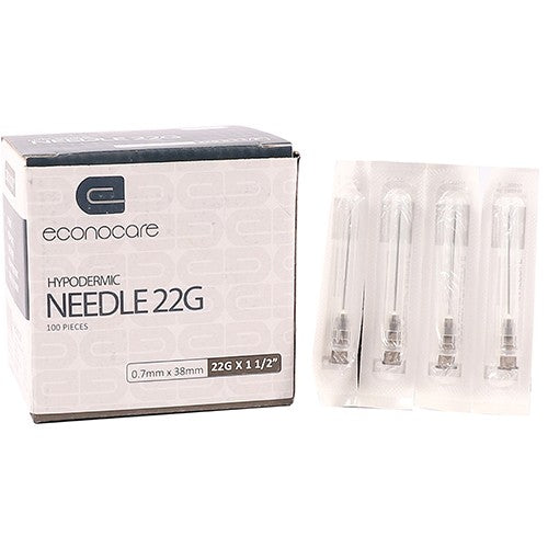 NEEDLE 22GX38MM ECONOCARE BLACK 100