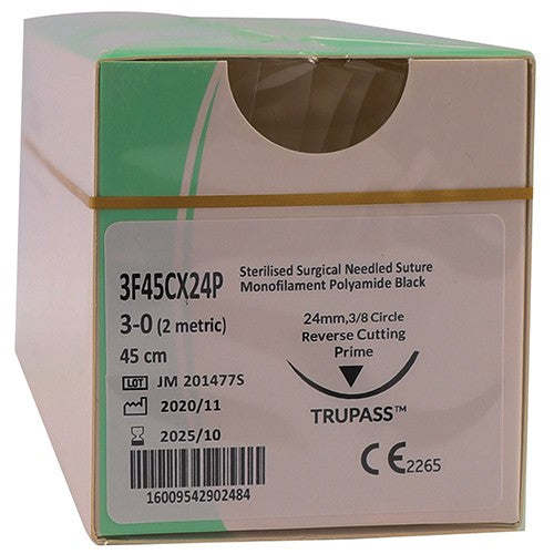 SUT TRULON NYLON 3/0 24MM RC 45CM 12