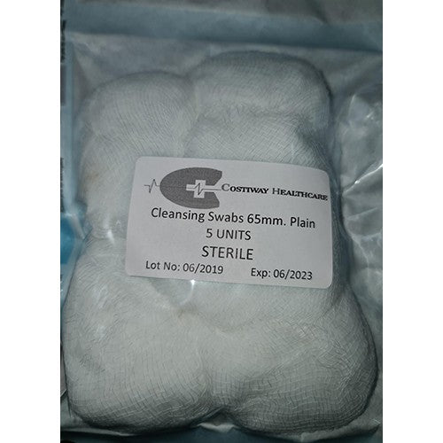 CLEANSING SWABS 65MM PLAIN STERILE 5S