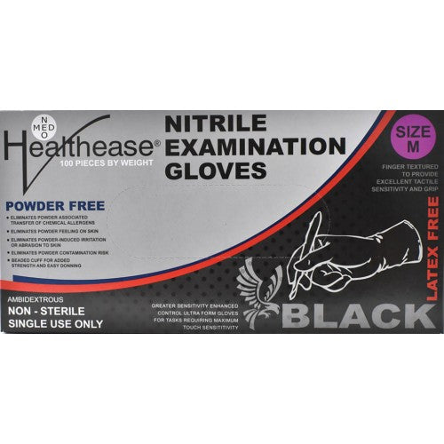 GLOVE EXAM BLACK NITRILE PF MED H/E 100