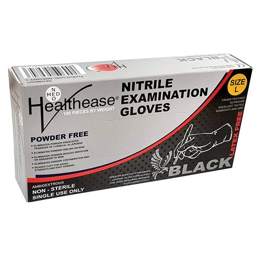 GLOVE EXAM BLACK NITRILE PF LG H/E 100