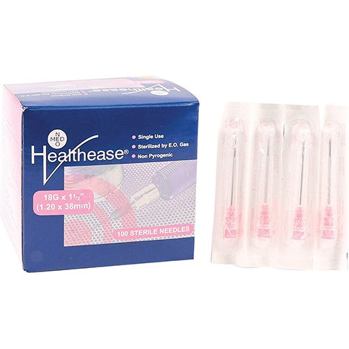 NEEDLE 18GX38MM HEALTHEASE PINK 100