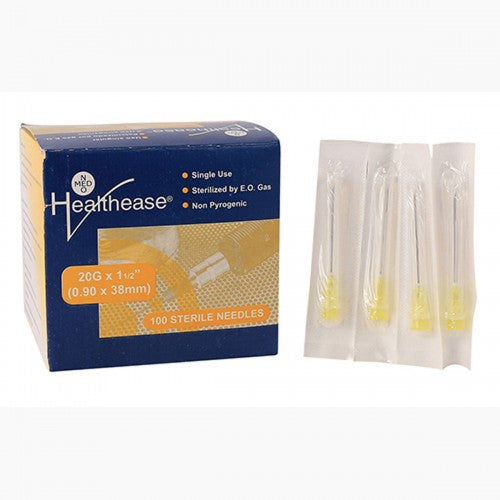 NEEDLE 20GX38MM HEALTHEASE YELLOW 100