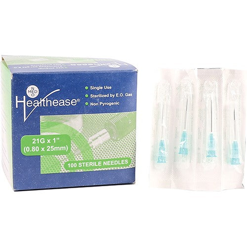 NEEDLE 21GX25MM HEALTHEASE GREEN 100