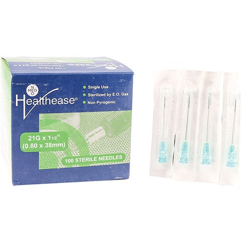 NEEDLE 21GX38MM HEALTHEASE GREEN 100