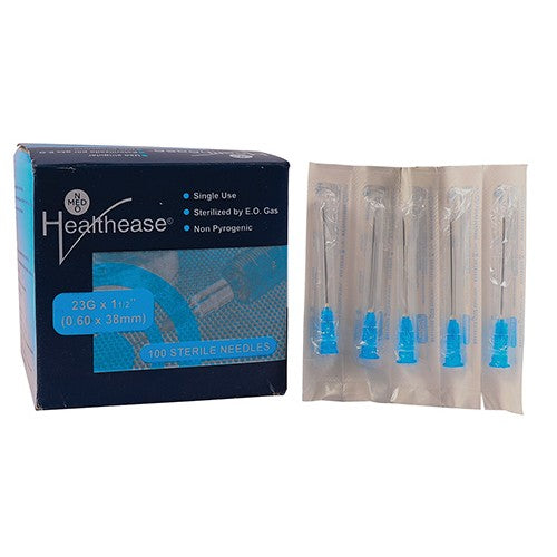 NEEDLE 23GX38MM HEALTHEASE BLUE 100