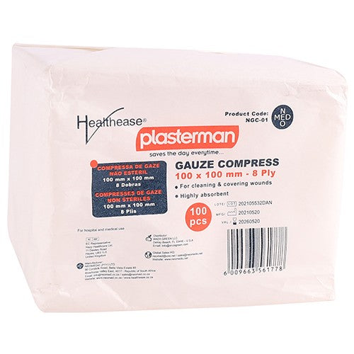 GAUZE 100X100X8PLY N/S HEALTHEASE 100s