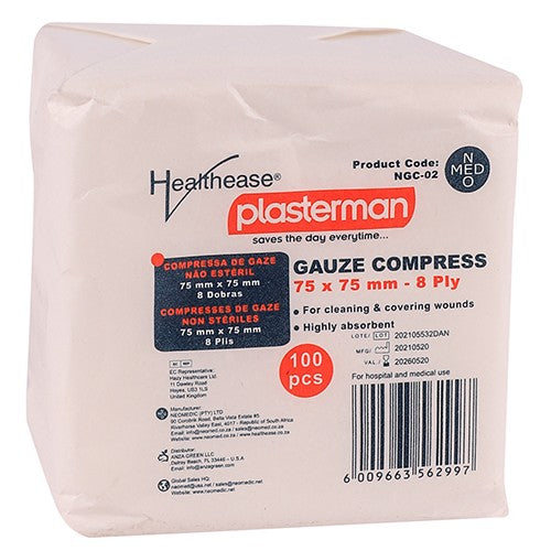 GAUZE 75X75X8PLY N/S HEALTHEASE 100s