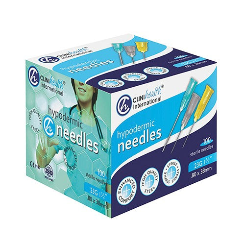 NEEDLE 23GX38MM CLINIHEALTH BLUE 100