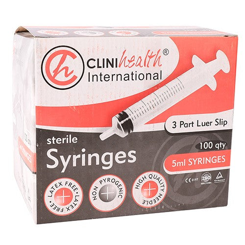 SYRI 5ML 3PART L/SLIP CLINIHEALTH 100