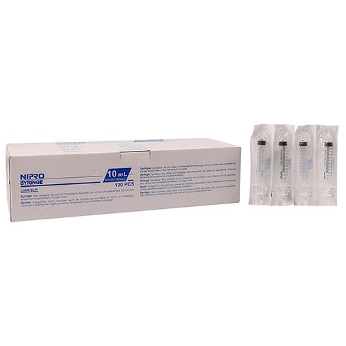 SYRI 10ML 3 PART LUER SLIP NIPRO 100