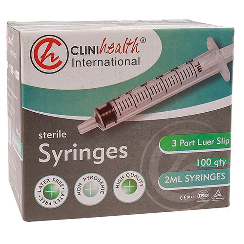 SYRI Sterile 2ML 3PART L/SLIP CLINIHEALTH 100