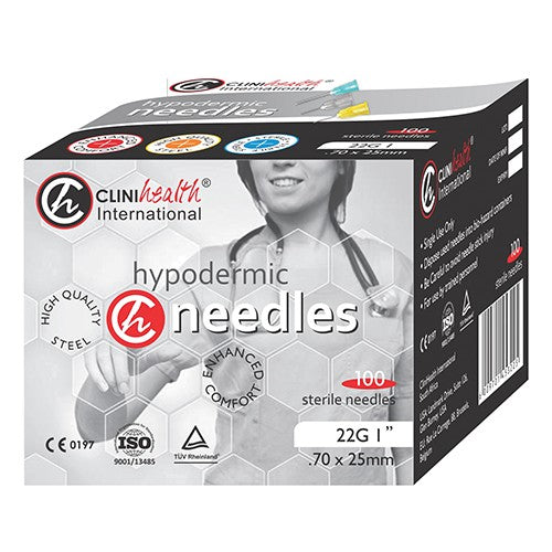 NEEDLE 22Gx25MM CLINIHEALTH BLACK 100