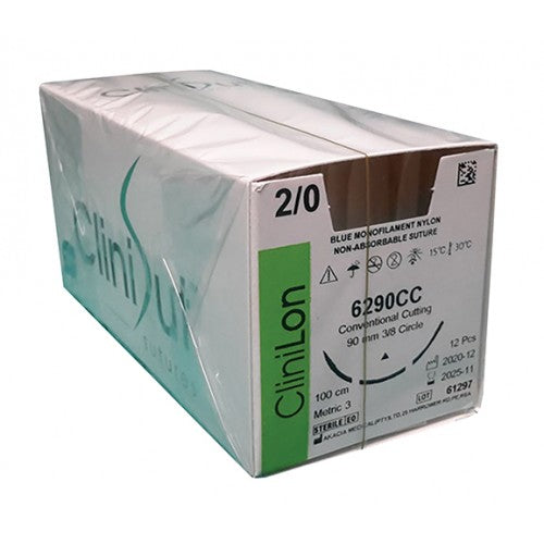 SUT NYLON 2/0 CLINILON 90MM RC 100CM 12