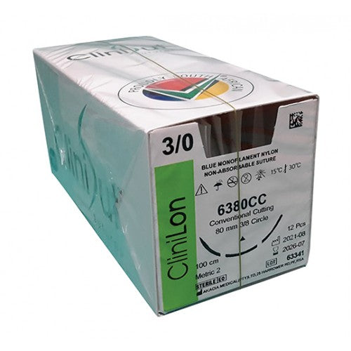 SUT NYLON 3/0 CLINILON 80MM CC 100CM 12