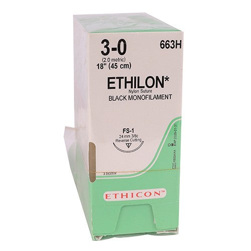 SUT ETHILON 3-0 24MM RC 45CM 663H 36s