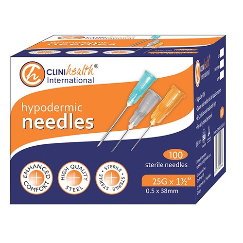 NEEDLE 25GX38MM CLINIHEALTH 100